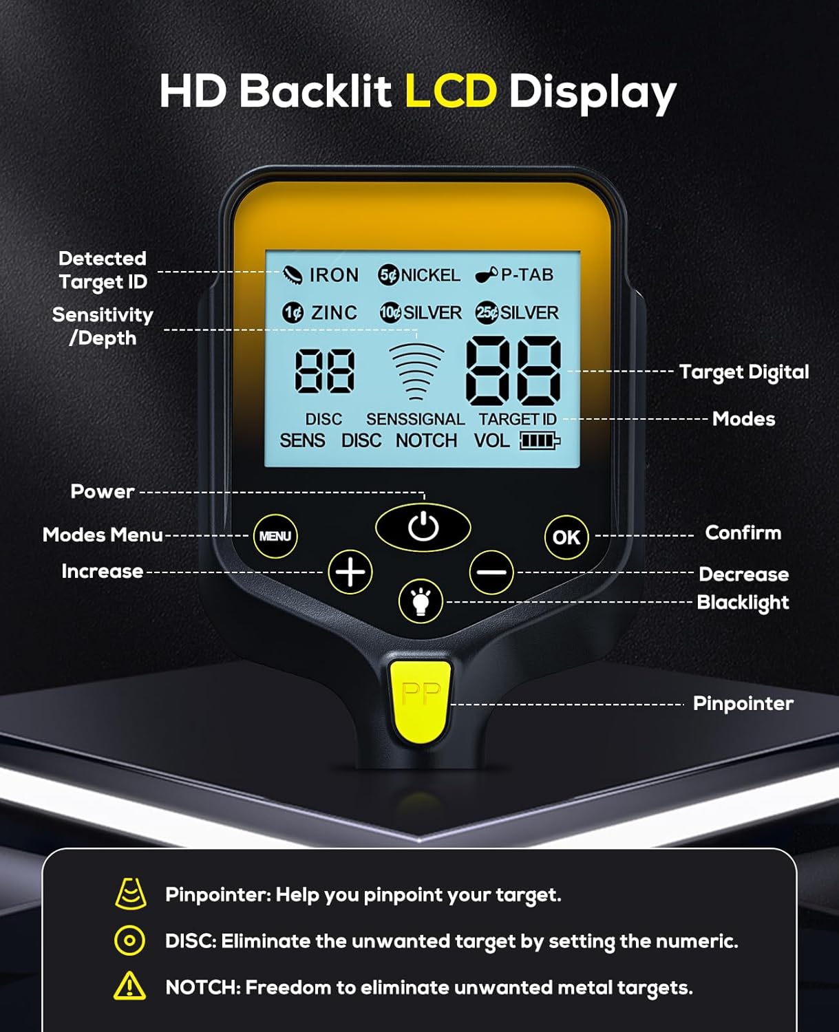 OKESAM GT1000 Metal Detector, Waterproof 10"*7" Coil