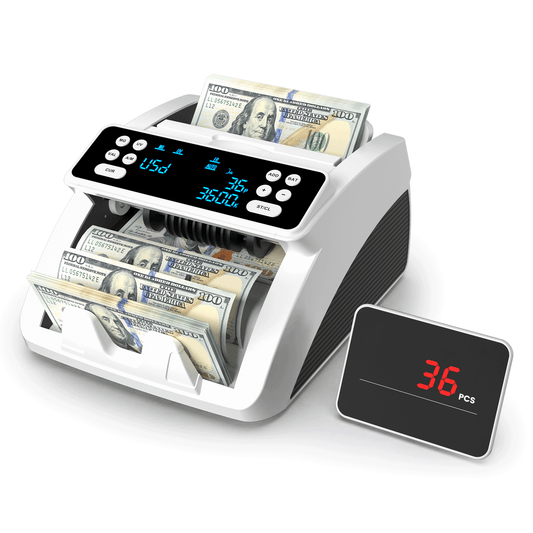 Bank-Grade Counterfeit Detection UV IR MG DD Detection Bill Counter, 1000 Bills Per Minute