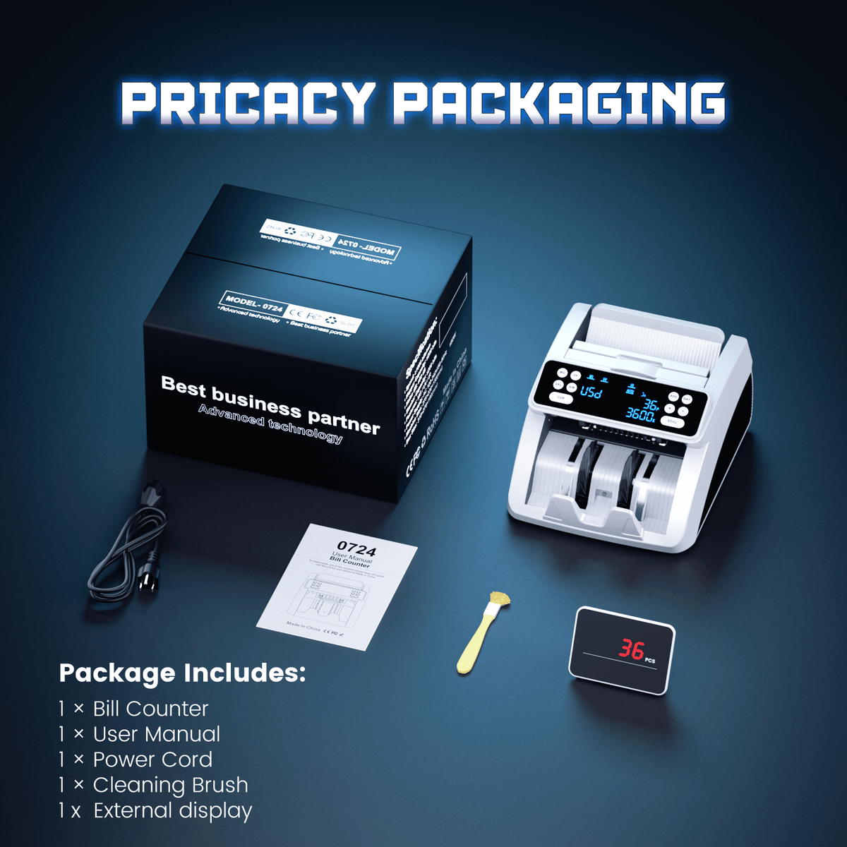 Bank-Grade Counterfeit Detection UV IR MG DD Detection Bill Counter, 1000 Bills Per Minute