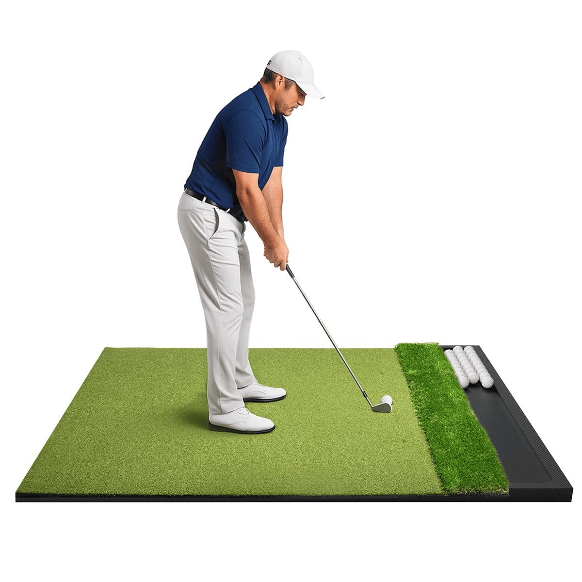 Golf Hitting Mat Built-in Ball Tray Dual-Turf Thick EVA Base- 5x4ft ...