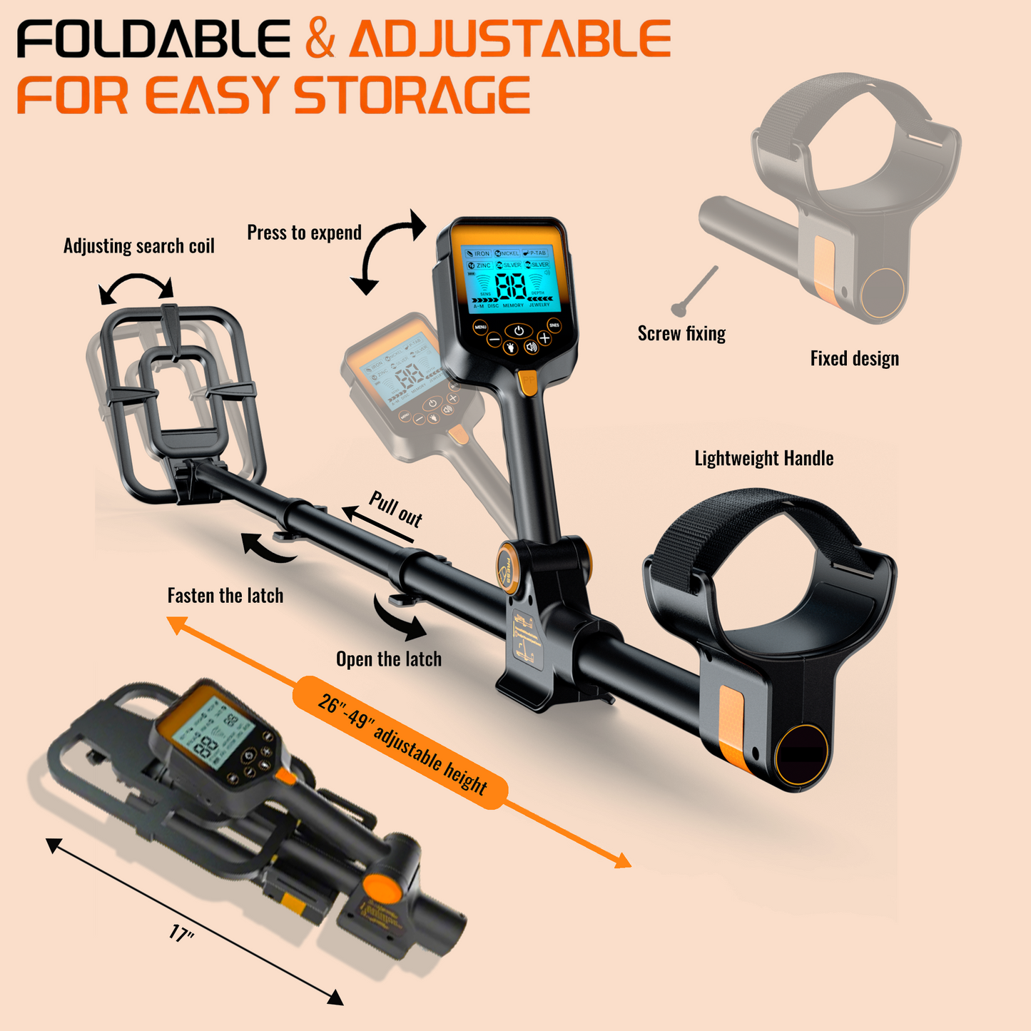 OKESAM GT1000 Metal Detector, Waterproof 10"*7" Coil
